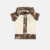 chains camo baby zip tee beige