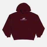 curved hoodie wine red