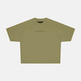 distress curved tee green