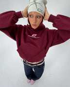 curved hoodie wine red