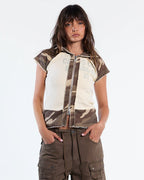 chains camo baby zip tee beige