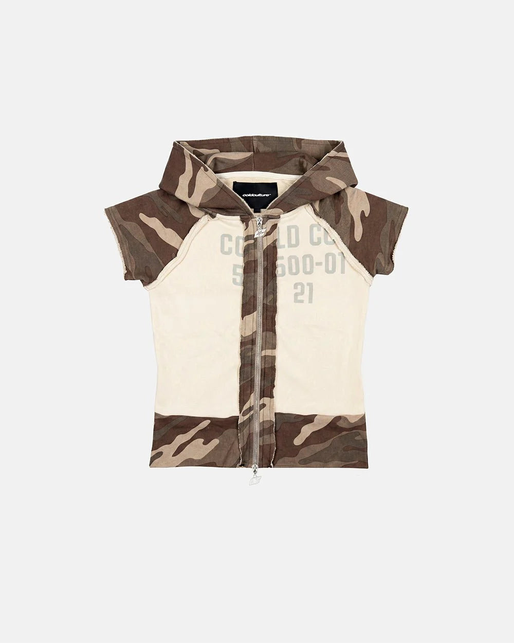 chains camo baby zip tee beige