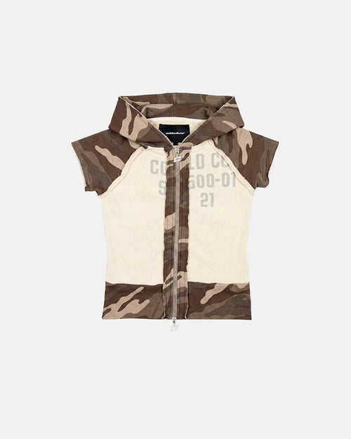 chains camo baby zip tee beige