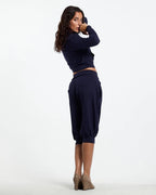 crossed zip hoodie woman navy