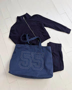 crossed zip hoodie woman navy