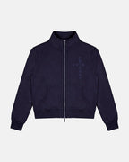 crossed zip hoodie woman navy