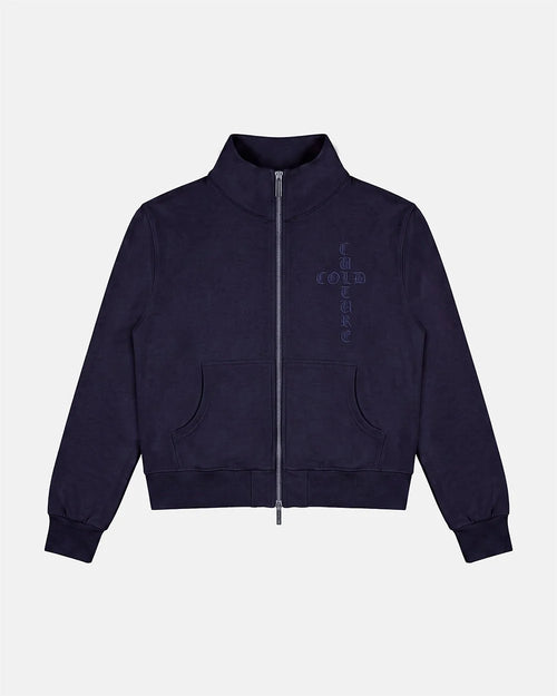 crossed zip hoodie woman navy