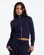 crossed zip hoodie woman navy