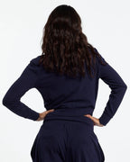 crossed zip hoodie woman navy
