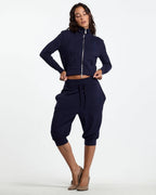 crossed zip hoodie woman navy