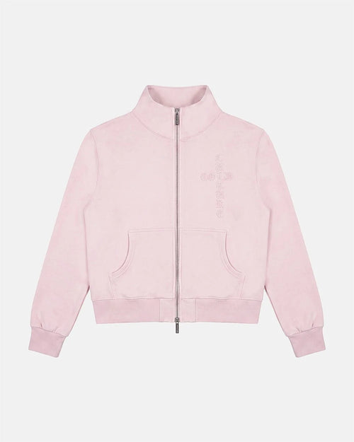 crossed zip hoodie woman pink