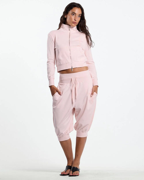 crossed zip hoodie woman pink