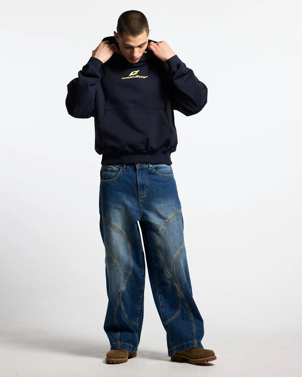 curved hoodie midnight blue
