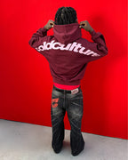curved hoodie wine red