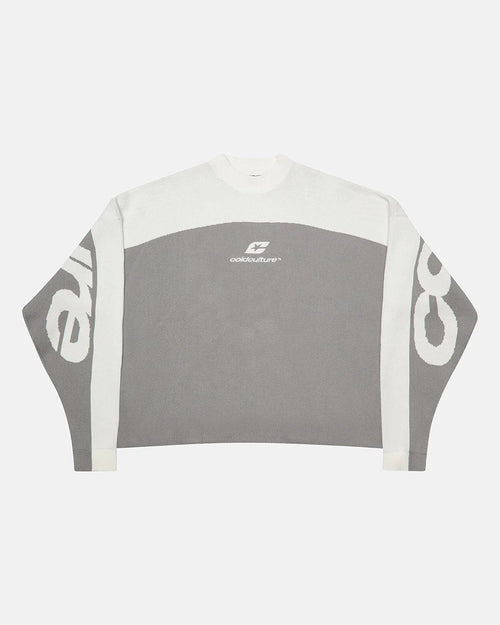 curved knit grey & white