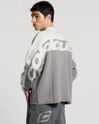 curved knit grey & white