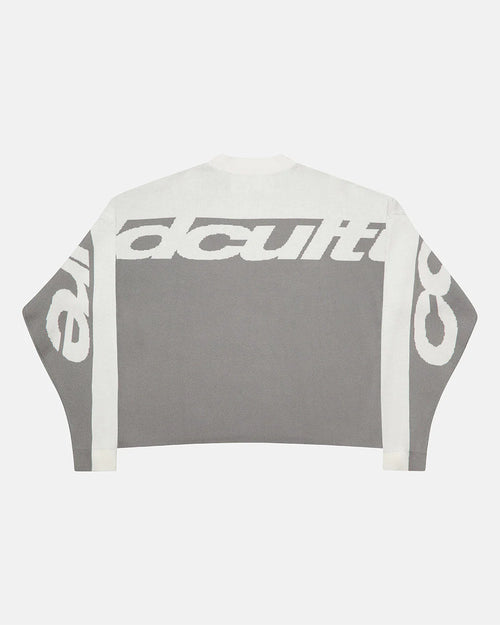 curved knit grey & white