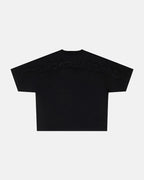 distress curved tee black