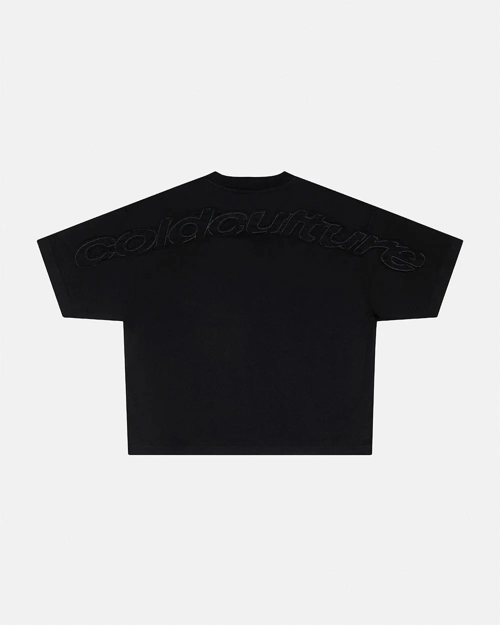 distress curved tee black