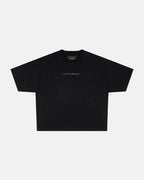 distress curved tee black