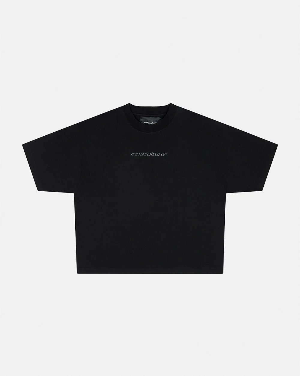 distress curved tee black