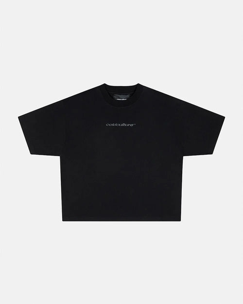 distress curved tee black
