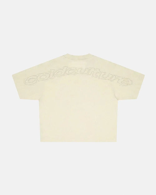 distress curved tee cream