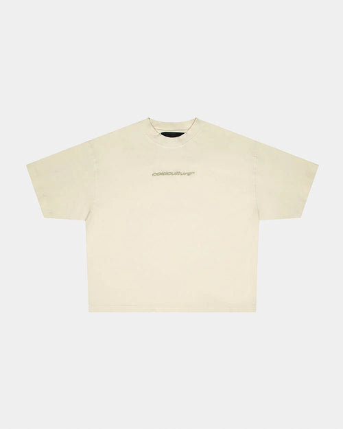 distress curved tee cream