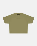 distress curved tee green