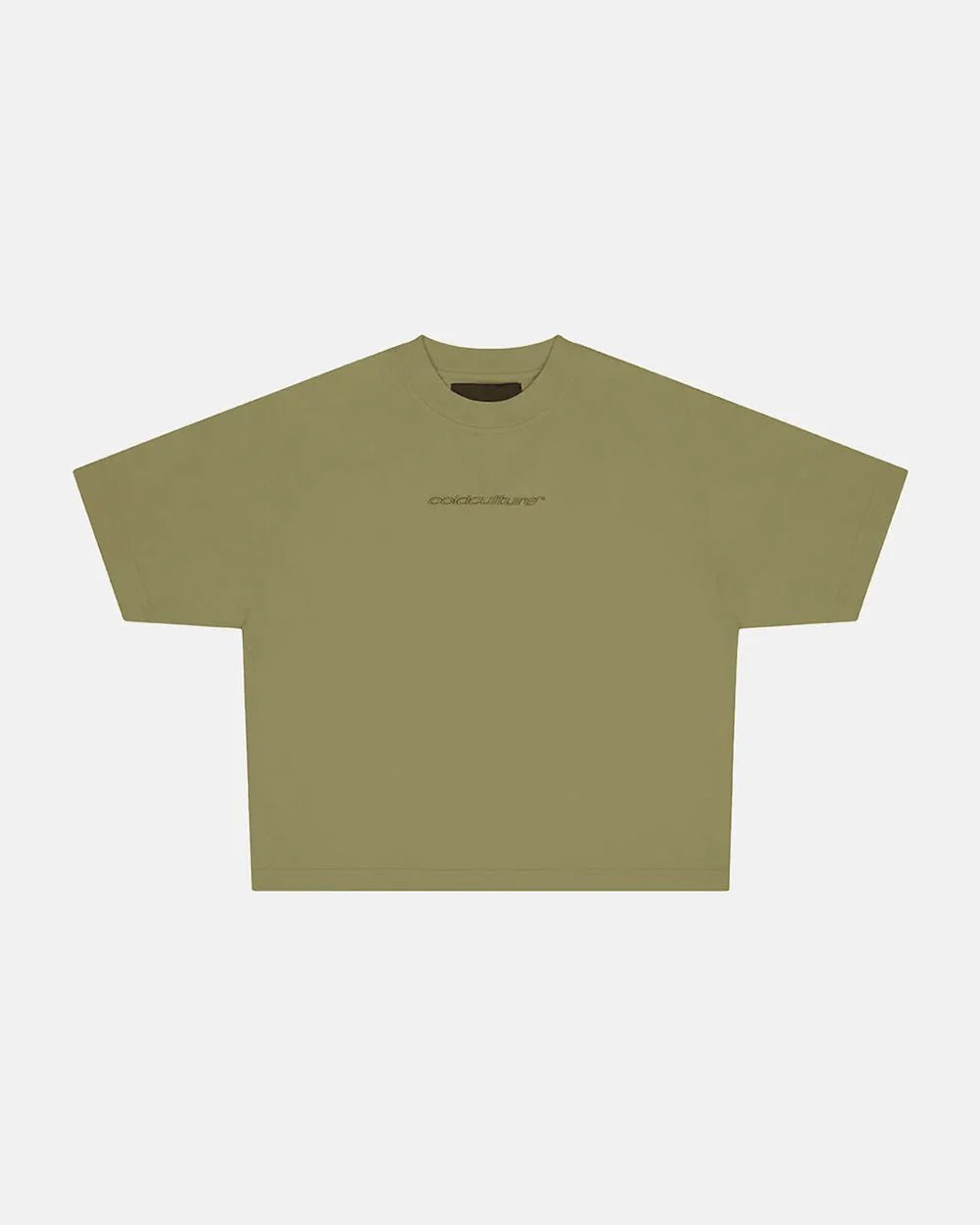 distress curved tee green