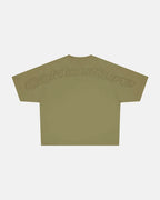 distress curved tee green