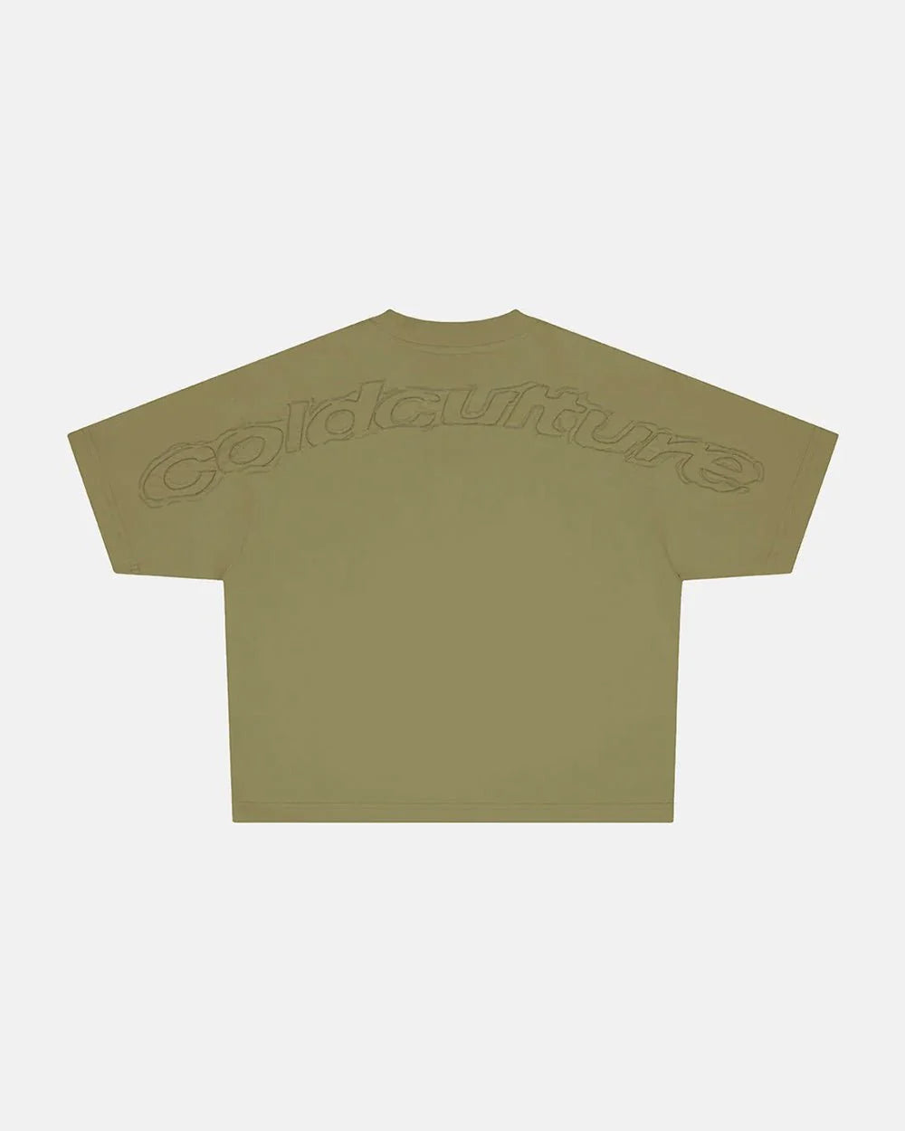 distress curved tee green
