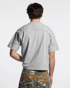 distress curved tee heather grey