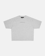 distress curved tee heather grey