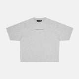 distress curved tee heather grey