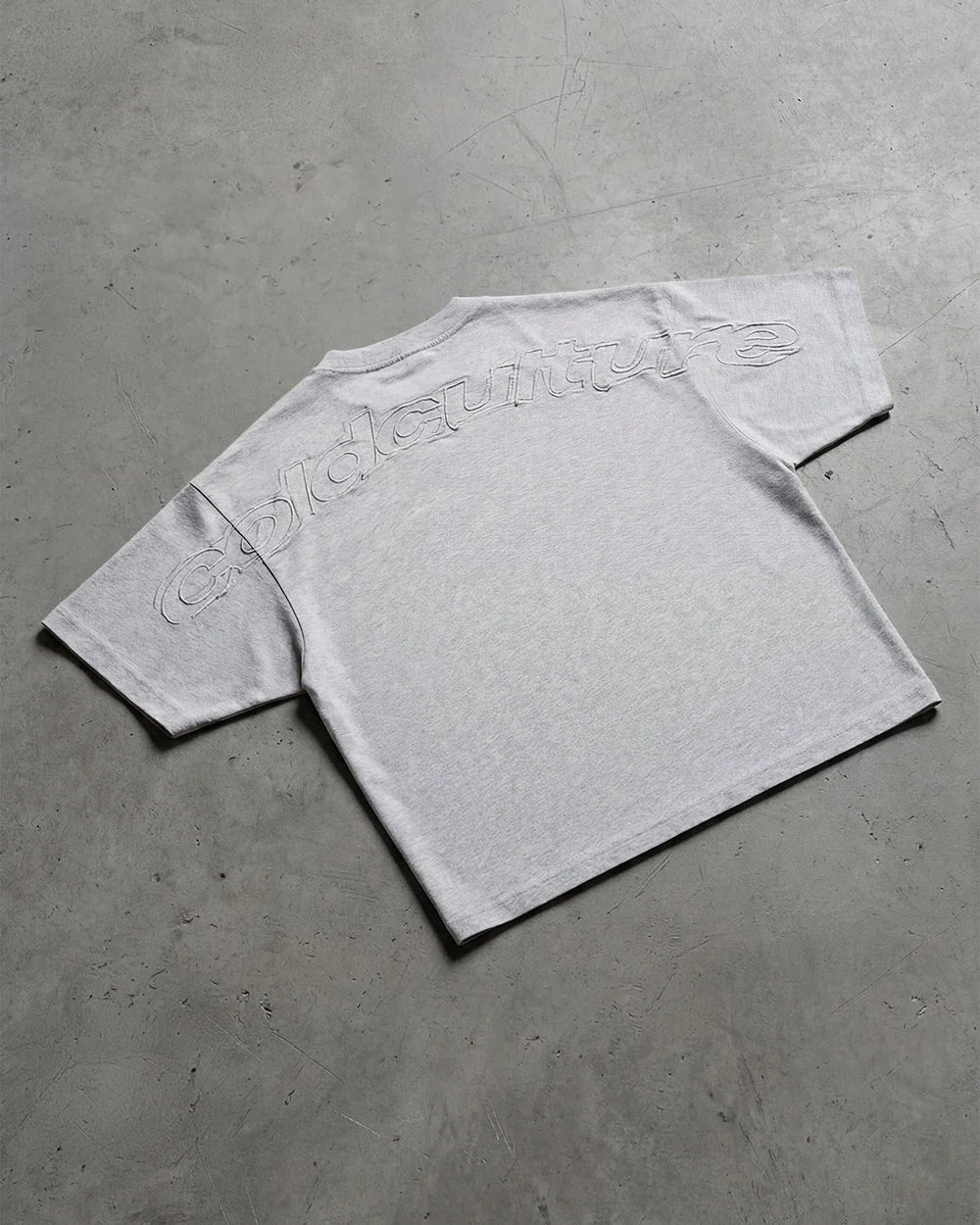 distress curved tee heather grey