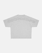 distress curved tee heather grey