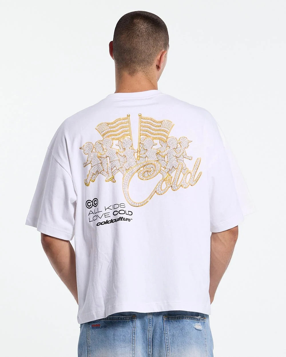 gold parade tee white