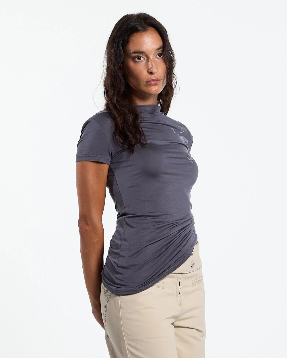 postal baby tee grey