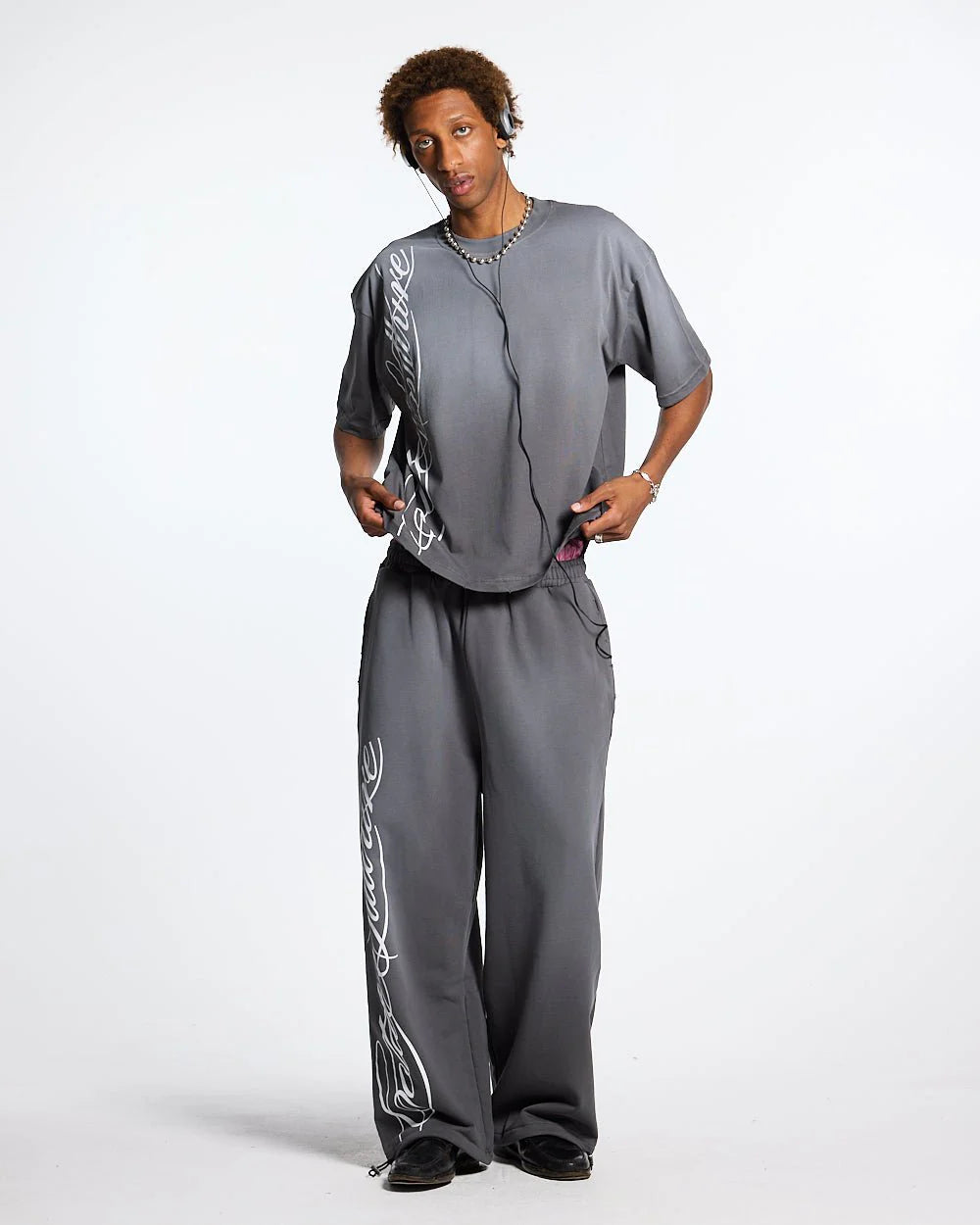 script sweatpants antracite grey