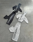script sweatpants light grey