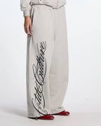 script sweatpants light grey