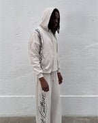 script sweatpants light grey