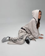 script sweatpants light grey