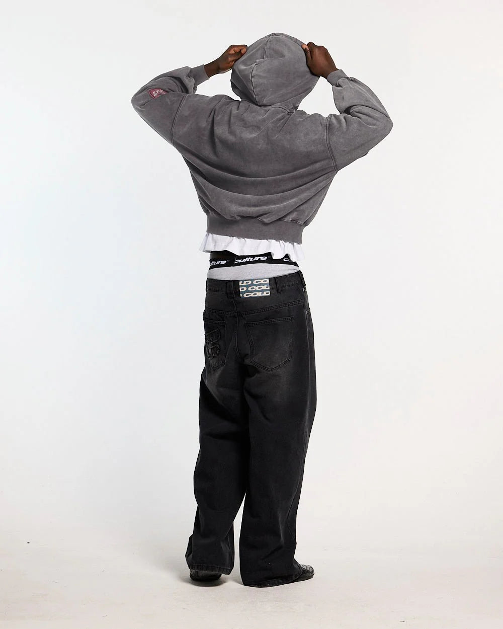 walker zip hoodie washed black