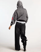 walker zip hoodie washed black