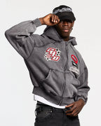 walker zip hoodie washed black
