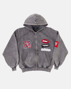 walker zip hoodie washed black