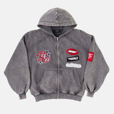 walker zip hoodie washed black